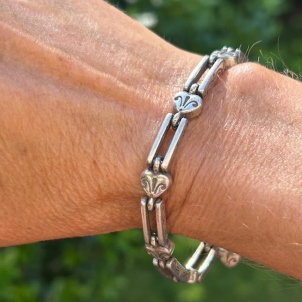 BRIGHTON “Pompeii” Scroll Heart Link Silver BRACELET